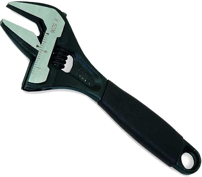 Bahco BAH9029RUS 6" SAE Big Mouth Adjustable Wrench, Slim Head, Ergo Grip | Plumbing, Electrical And Maintenance Tool, Quality Steel Construction, Tight Space Access, Durable Build, Comfortable Control