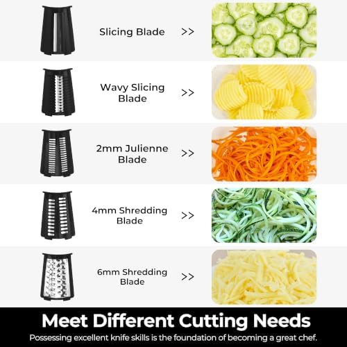 SUSTEAS Rotary Cheese Grater 5 Blades,Kitchen Mandoline Vegetable Slicer