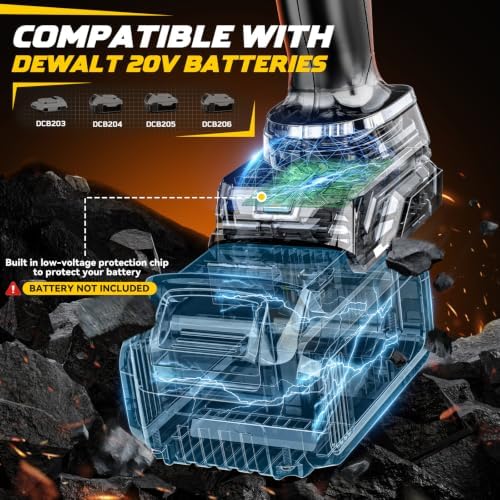 DIYtoolifz Cordless Impact Wrench 1/2” Compatible with Dewalt 20v Battery(Bare Tool), 1000FT-LBS High Torque Impact Driver, Electric Impact Gun with LED Work Light, Variable Speeds, 4-Speed Control