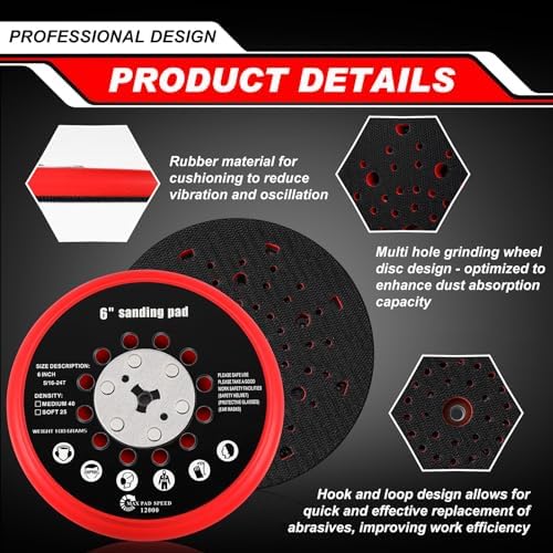6" Replacement Sander Pad Compatible with Bosch Get75-6n, 2 Set