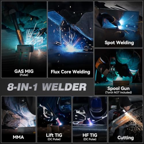 ARCCAPTAIN MIG205PCT MIG Welder with Plasma Cutter, 8 IN 1 Welding Machine