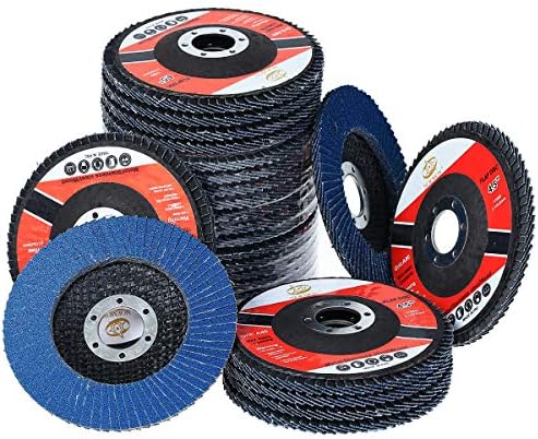 28 Pack 4 1/2 Inch Flap Disc Angle Grinder Sanding Disc Type 27 Flap Discs Premium High Density Jumbo 60 Grit Zirconia Flap Sanding Disc