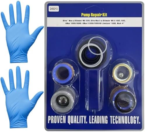 248213 Pump Repair Packing Kit for Graco UltraMax II 1095 1595, GMAX 5900, GMax II 5900 10000, LineLazer 5900 Mark Airless Paint Sprayer - Aftermarket Premium Replacement with Disposable Gloves