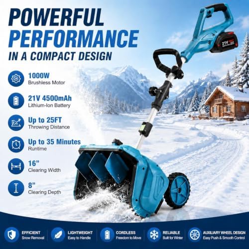 Upgrade Electric Snow Removal Machine, Hand Push Snow Sweeper