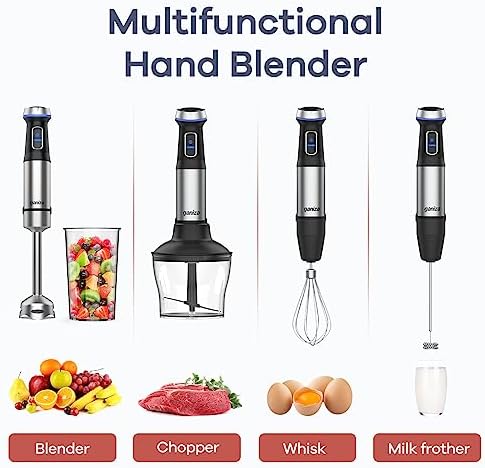 Ganiza Immersion Blender 5 in 1 Hand Blender Max 1000W Heavy Duty Motor