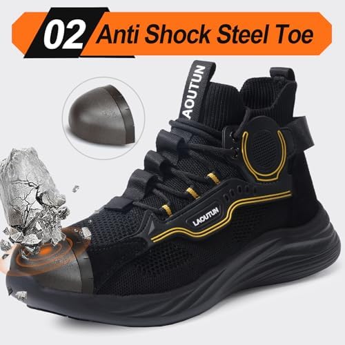 LAoutun Steel Toe Shoes for Men Work Shoes Safety Sneakers Lightweight