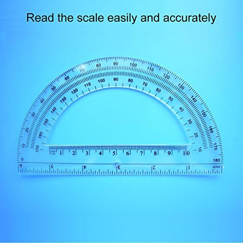 Leline's Plastic Protractor, 6 inch Student Math Protractors, Pack of 2, Clear