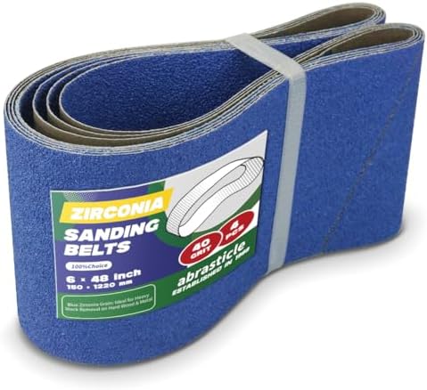 4 Pack 6 x 48 Inch Zirconia Sanding Belts, 40 Grit Heavy Duty Belt Sander Paper, Fits Belt Sander & Bench Sander for Woodworking, Metal Grinding and Knife Sharpening