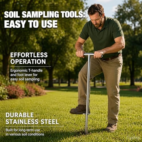 HOMAR 36 Inch Soil Sample Probe Stainless Soil Sampler Kit | T-Handle Soil Probe Rod For Golf Courses and in Gardening Soil Core for Use with Soil PH Meter Soil Moisture Probe