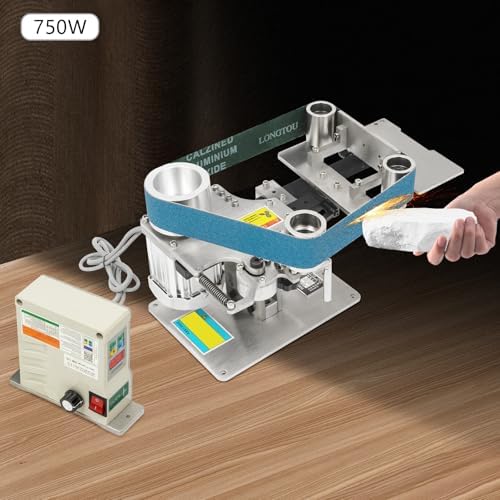 36"x2" Variable Speed Belt Sander 750W, Electric Bench Grinder Polishing Machine 0-5000RPM with Converter, Stainless Steel Brushless Motor Sander for Metal, Wood, Acrylic, Glass, Ceramic, DIY