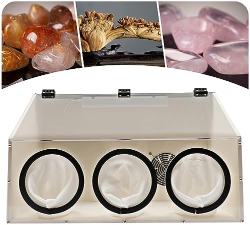 TFCFL Dust Box Enclosed Electric Grinding Table Polisher Dust Box Acrylic Cover 4mm Fully Enclosed Electric Grinder Polisher Acrylic Dust Cover Box 110V Polishers Buffers (3Holes)