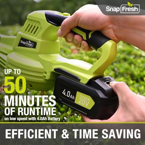 SnapFresh Leaf Blower Cordless with 4.0Ah Battery, 2-Speed Control & 2.7LBS