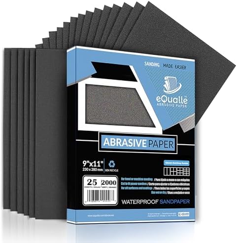 3000 Grit Sandpaper Sheets for Stone Polishing on Marble Tile, 9 x 11 in, 25 Pack, Wet or Dry, Silicon Carbide Abrasive