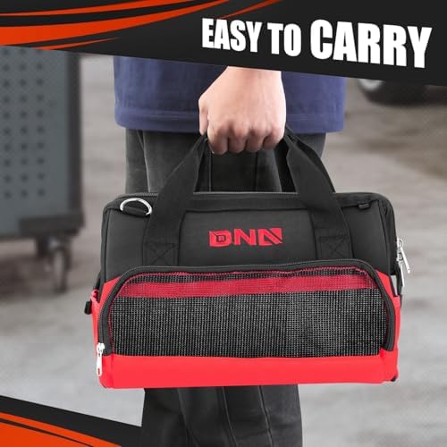 DNA MOTORING 12in Heavy-Duty Electrician tool bag, Portable Canvas Tool Bag Organizer for Electrician, Carpentry, HVAC, w/Shoulder StrapTOOLS-00641