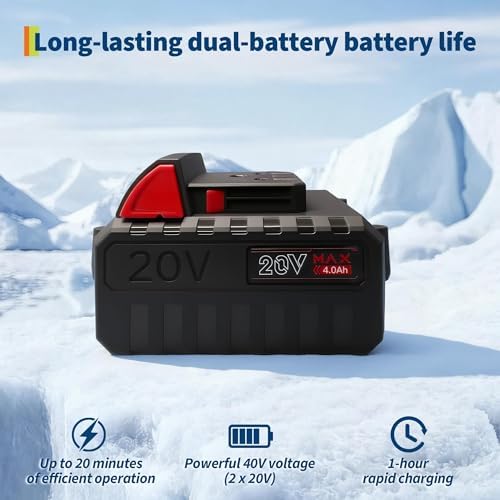 Cordless Snow Blower - 20 Inch Electric Snow Thrower with Dual 20v 4.0Ah Batteries & Charger, Brushless Motor, 25FT Throwing Distance, 12in Deep Cleanup, Dual LED Lights, for Sidewalks & Driveways
