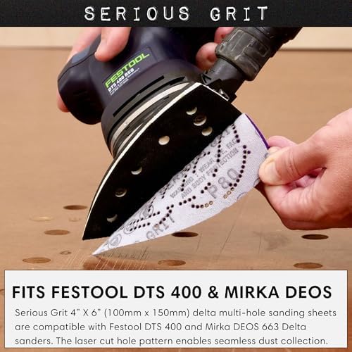 Serious Grit - 4" x 6" Delta P150 Grit Ceramic Sanding Sheets - 50 Pack Box