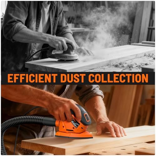 Upgraded Detail Sander, 12 Sandpapers, Micro-Filter Dust Box, 130W Motor