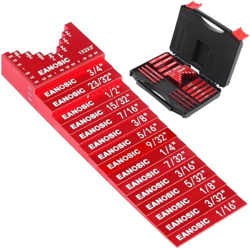 EANOSIC Setup Blocks Woodworking Tools - 16 PCS Height Gauge Block Set with Easy Block, Precision Ruler-Marked Bars - Solid Aluminum Alloy Setup Barsn Saw Gauges for Router and Table Saw Set Up