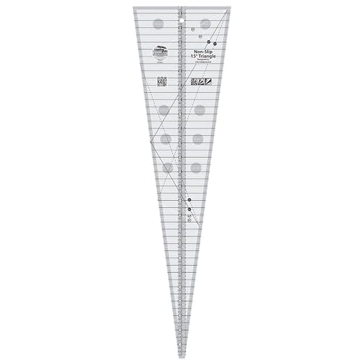 Creative Grids 15 Degree Triangle Quilt Ruler – CGREU1 – Made in USA, 7in x 24-1/2in, Non-Slip Grip Acrylic Quilting, Sewing, Crafting, Patchwork Ruler & Template