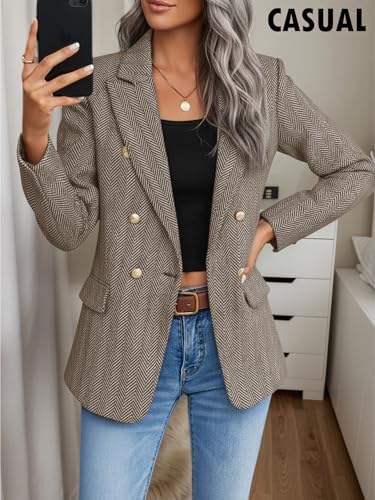 Mina Self 2026 Women's Fall Tweed Blazer Plaid Jacket Business Casual Coat