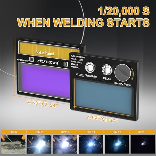 TRQWH Welding Helmet Auto Darkening Welding Hood with Welding Gloves