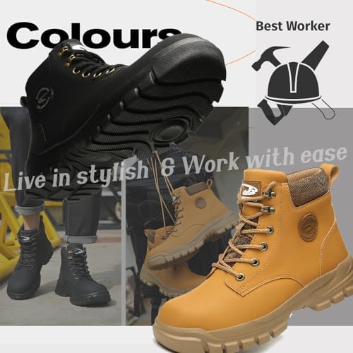 Steel Toe Boots for Women Men Waterproof Lightweight Safety Shoes