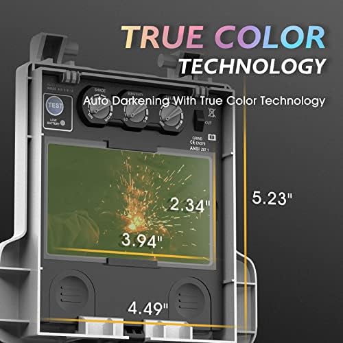 TOOLIOM Auto-Darkening True Color Welding Helmet with 4 Arc Sensors
