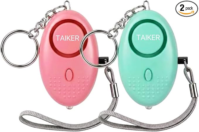 Personal Alarm for Women 140DB Emergency Self-Defense Security Alarm Keychain with LED Light for Women Kids and Elders-2 Pack (Aqua Marine & Pink)