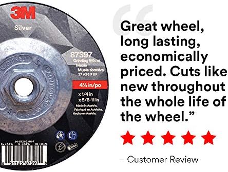 3M Silver Depressed Center Grinding Wheel, 87397, 36+, T27 Quick Change