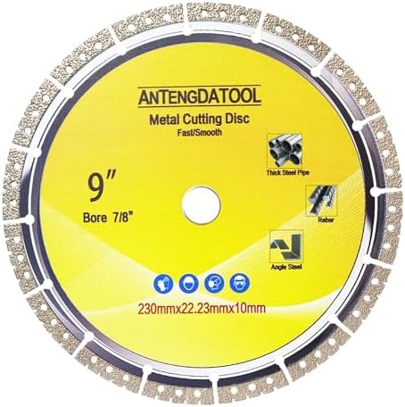 9 Inch Metal Cutting Diamond Blade, 230mm Cut Off Wheel 7/8"-5/8" Arbor for Cast Iron Rebar Carbide Stainless Steel by ANTENGDATOOL