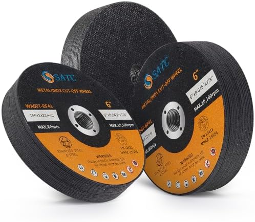 S SATC 50 PCS 6" Ultra Thin Cut Off Wheels 6 Inch x 0.045" x 7/8" Metal Cutting Discs Durable Angle Grinder Wheels for Fast Cutting of Metal Stainless Steel