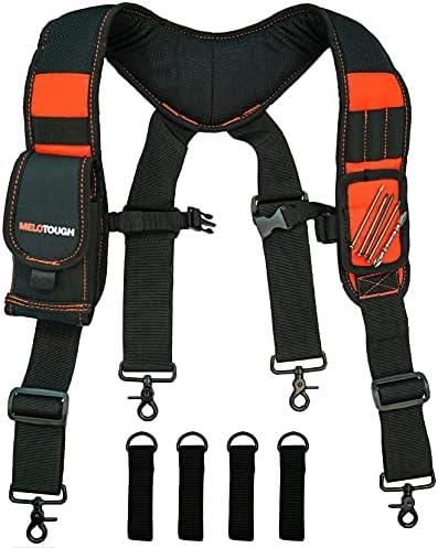 MELOTOUGH Magnetic Tool Belt Suspenders with Magnetic WristBand for Work Belt Padded Suspenders Constrcution