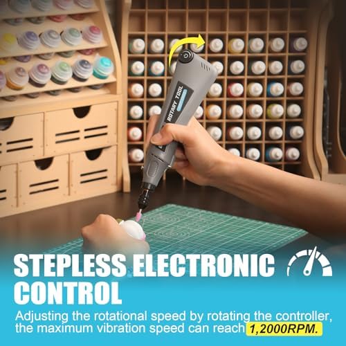 Variable Speed Rotary Tool Kit with 2.0 universal chuck from 1/50'' to 1/8'', Cordless Rotary Tool with LED Light, Multi-Purpose Power Tool for Sanding, Polishing, Drilling, DIY Crafts