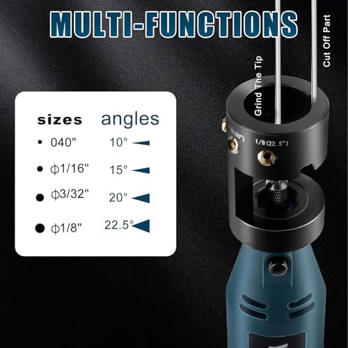 Tungsten Electrode Sharpener Grinder For TIG welding,4 Sizes 4 Angles Tungsten Electrode Grinder Head,Versatile Multi-Angle,TIG Welding accessories With Cut-Off Slot,10 Diamond Wheels, 3 CNC Mandrels