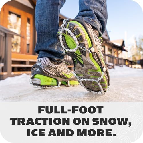 Yaktrax Diamond Grip - Full-Foot Traction on Ice, Snow, & Multi-Terrain Surfaces - Swiveling Diamond Bead Grip Points - Cold-Resistant Easy On/Off Elastic Upper Band