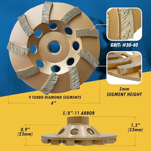 4" Diamond Grinding Wheel for Concrete Masonry 9 Segments 5/8"-11