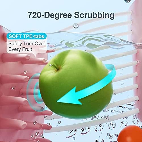 bacion Fruit and Vegetable Washing Machine, Fruit Washing Spinner Device Vegetable Cleaner Device with Spin Scrubber Brush, Portable Food Cleaning Tool with Draining System for Home Kitchen BD-10507