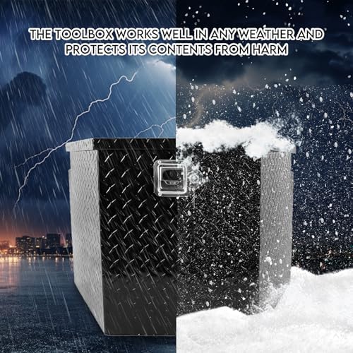 BLACKHORSE-RACING Heavy Duty Aluminum Trailer Tongue Tool Box for Pick Up Truck Bed RV ATV with Lock & Keys 29"(L) X17(W) X18(H)-Black