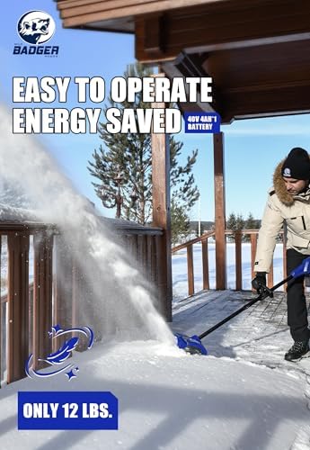 Wild Badger Power 40V Cordless Electric Snow Shovel, 12-Inch Brushless