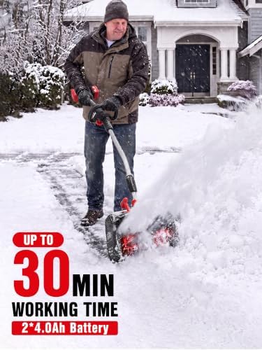 EWORK 40V 18" Cordless Snow Shovel with 2x4.0Ah Batteries & Fast Charger