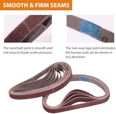 3/8 x 13'' Sanding Belts for Air Belt Sander 12Each of 40/60/80 Grit 36Pack