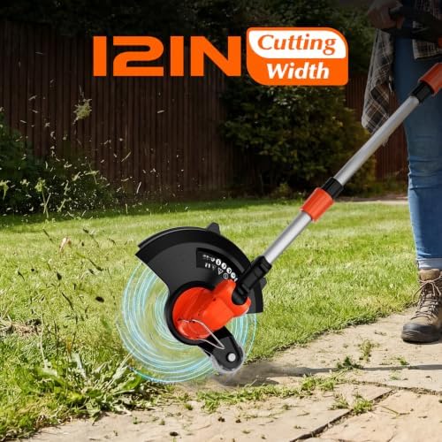 20V Electric Weed Wacker Cordless Edger Lawn Tool 2 X 2.0Ah Battery Powered Weed Eater with Charger, 12 Inch Lightweight String Trimmer, Auto Line Feed Grass Cutter Lawn Mower for Small Yard Orange