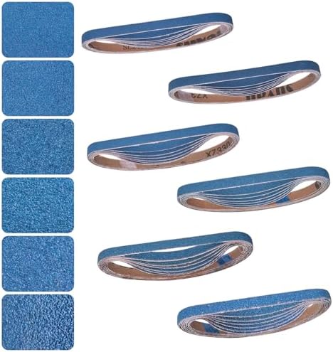 1/2x18 Inch Sanding Belts 42 Pcs 6 Grits Sizes (7 Each of 40/60/80/120/150/240 Grits) Heavy Duty Belt Sander Zirconia Belt Sander Paper for Wood, Metal, Stainless Steel, Cars, and Furniture