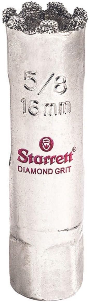 Starrett Diamond Grit Hole Saw 5/8" Dia, 1-1/2" Cutting Depth | Ideal For Drilling Small Diameter Holes, 5/8 In Diameter, 1/2-20 Thread Size, XA1 Arbor Cup, Silver, KD0058-N