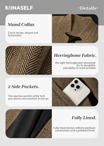 Mina Self 2026 Fall Women's Open Front Tweed Blazer,Plaid Fitted Jacket