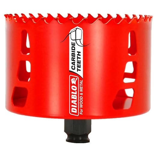 Diablo Carbide Teeth Hole Saw for Wood and Metal - Fits with Snap-Lock Plus Mandrel System, Tool-Free Plug Ejection - 4-1/8" Diameter, 2-3/8" Length - DHS4125CT