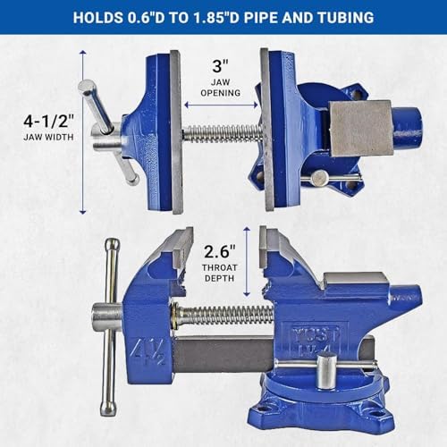 Yost Vises LV-4 Homeowner's Vise with UP-360 Soft Jaw Cover Kit | Heavy Duty Table Vise 4.5-Inch Jaw Width with a 3-Inch Jaw Opening Home Vise | Secure Grip with 240-Degree Locking Swivel Base