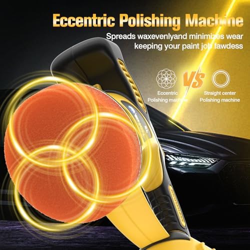 Brushless Car Buffer Polisher, 6 Inch Cordless Car Buffer Polisher Kit Dual Action Random Orbital Polishing with 6-Speed 2300-6000RPM for Auto Detailing, Waxing & Paint Correction