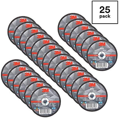 3M Silver Cut-Off Wheel, 87458, T1, 3 in x .035 in x 3/8-in, Precision Shaped Grain, Pipe Cutting, Stainless and Mild Steel, Metal Fabrication, Metalworking, 25 Count (Pack of 2)