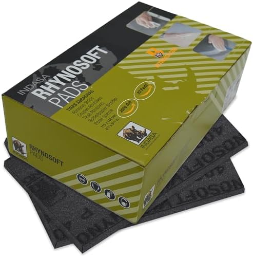 Indasa Rhynosoft Foam Sanding Pads - 4.5" x 5.5", Hook and Loop, 2000 Grit, Redline, Flexible,Tear-Resistant,Ideal for Automotive, Wood, & Finishing (Pack of 20 Pads)